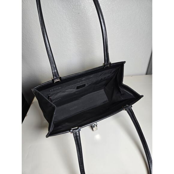 GUCCI Jackie Bardot Shoulder Bag Black Canvas Piston Lock VINTAGE - Picture 8 of 15